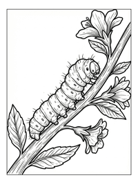 Cecropia Caterpillar Crawls Up Plant Stem