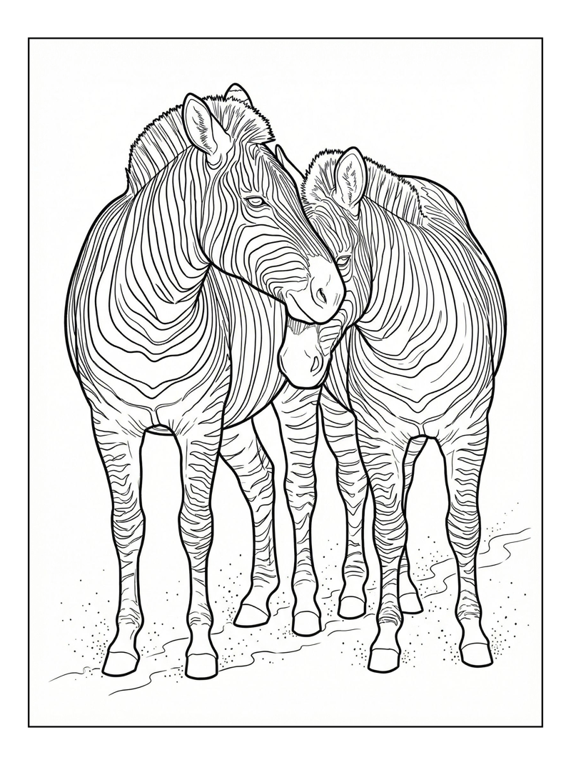 Burchells Zebra Nuzzling On Dusty Trail