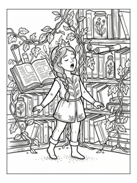 Woodland Princess Singing In Castle Library