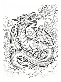 Mystical Fire Dragon Roaring In Cloud Kingdom
