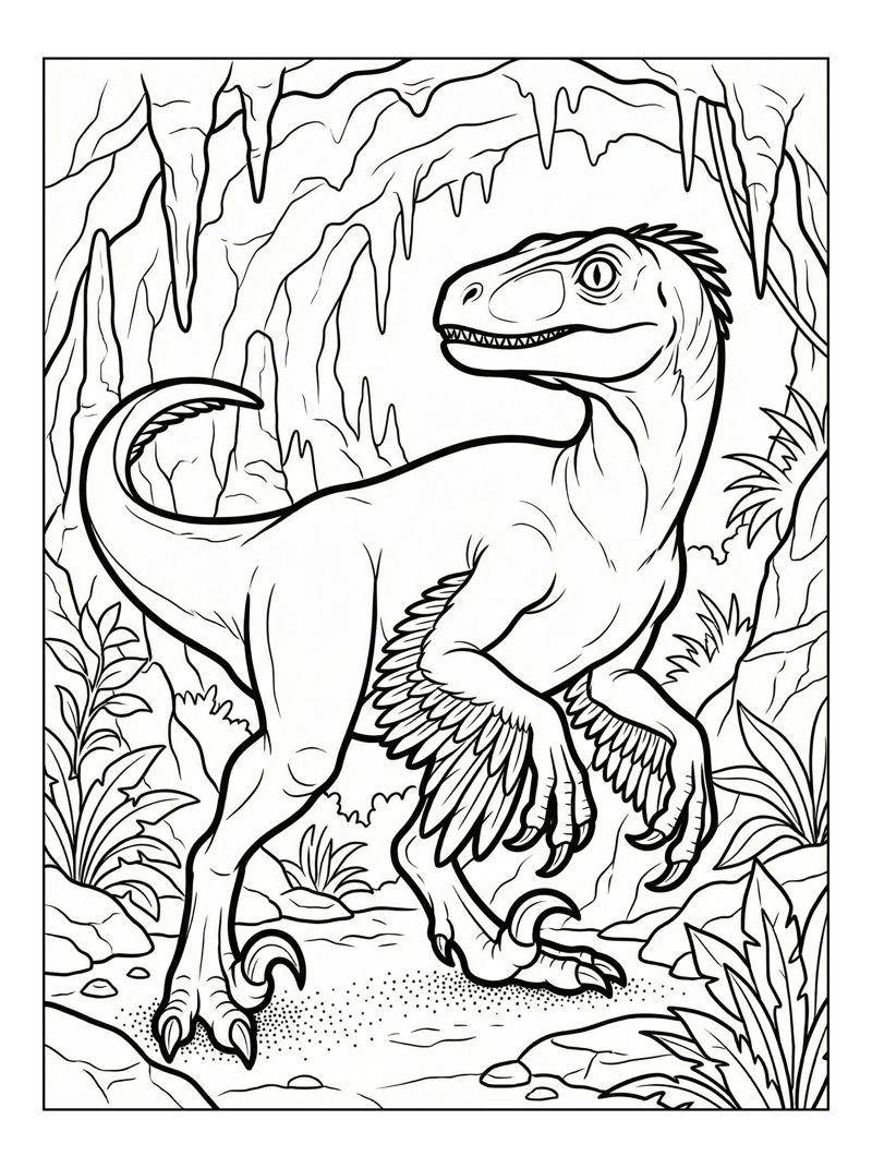 Velociraptor Scanning Ancient Cave