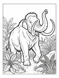 Woolly Mammoth Trumpeting In Grassland