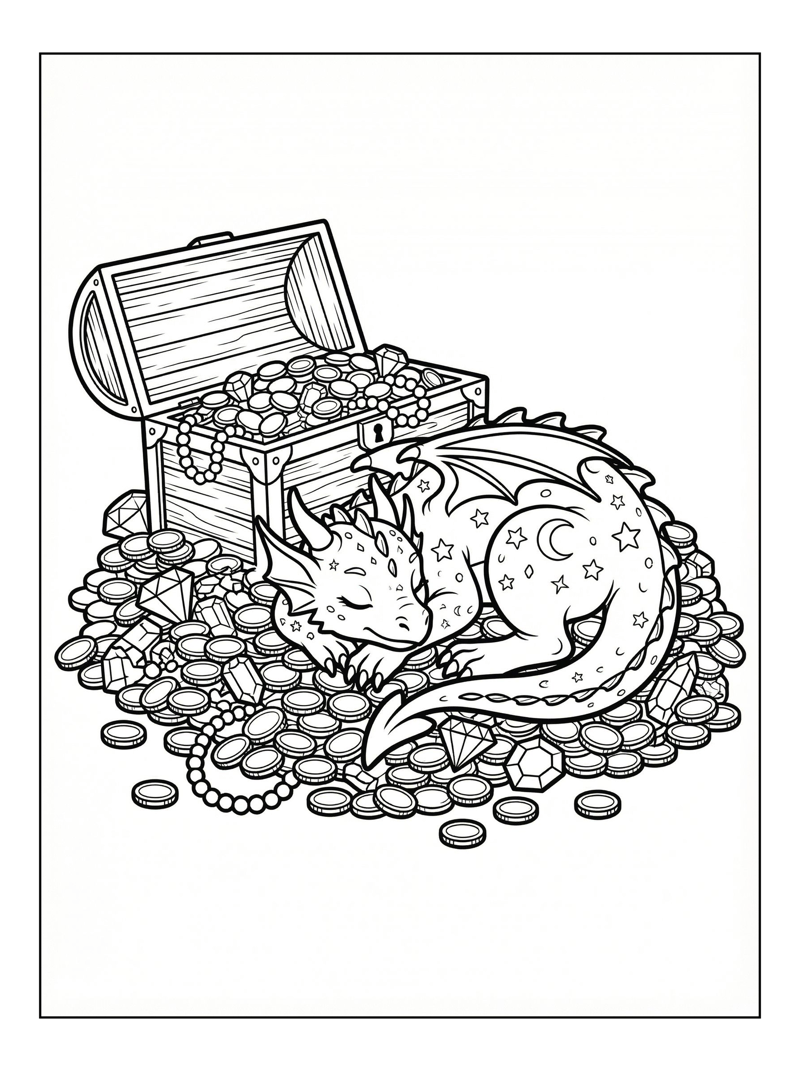 Dragon Sleeping On Treasure Pile