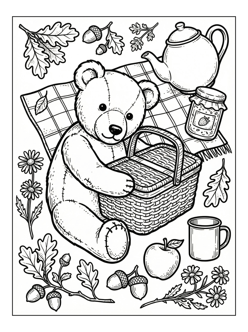 Teddy Bear Picnic Basket Blanket