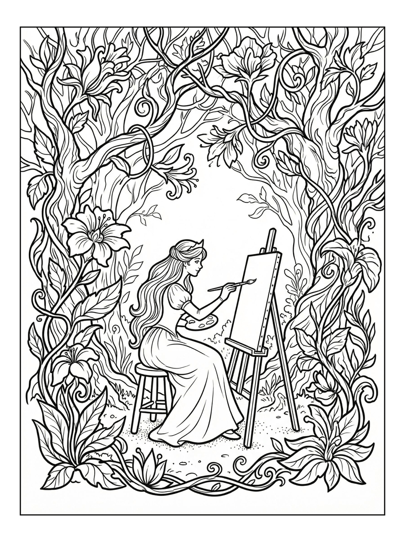 Princess Painting In Enchanted Forest