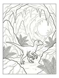 Baby Velociraptor Prowling Ancient Cave