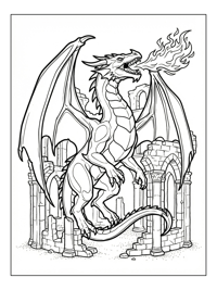 Ice Dragon Breathing Fire Ancient Ruins