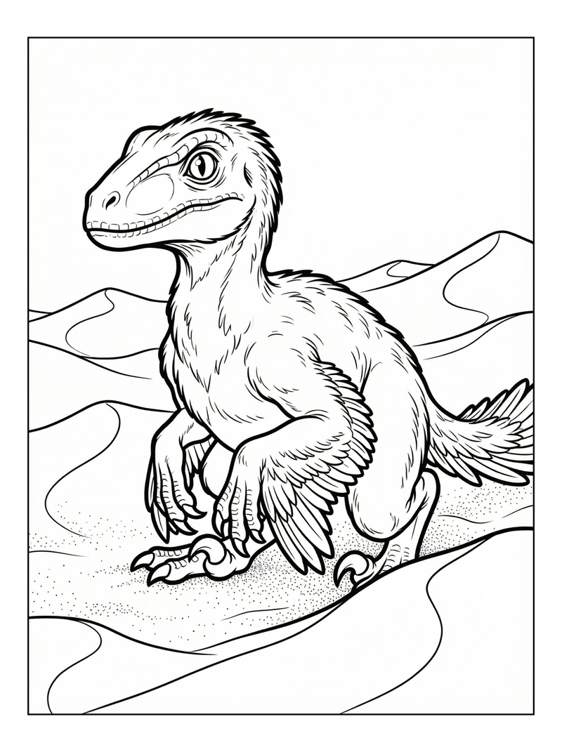 Raptor Hatchling Crouching In Sandy Dunes