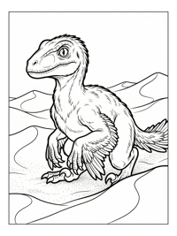 Raptor Hatchling Crouching In Sandy Dunes