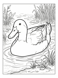 Pekin Duck Floating In Pond