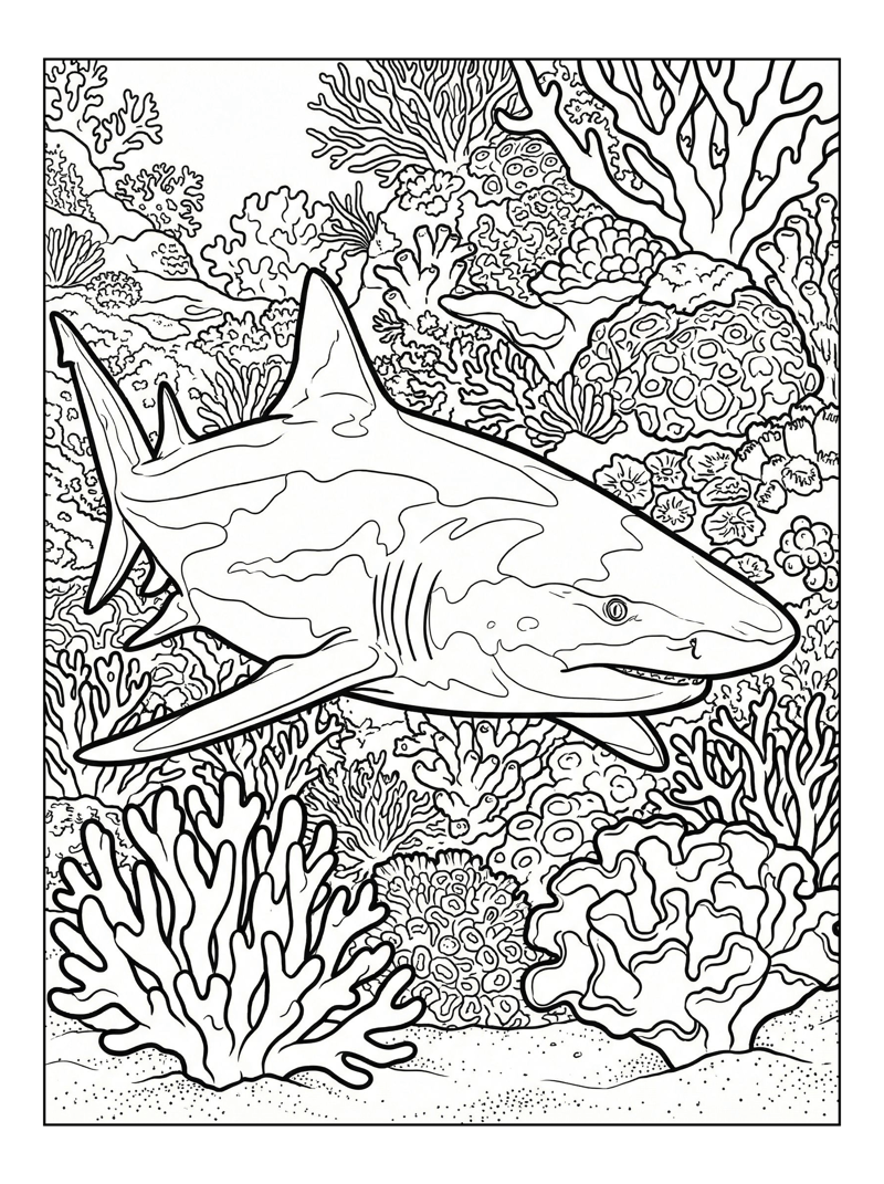 Lemon Shark In Coral Reef