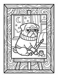 Grumpy Pug in a Home Painting