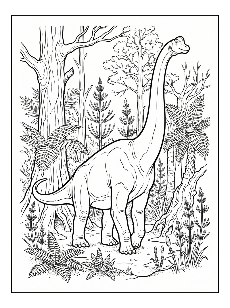 Brachiosaurus Wandering Prehistoric Jungle