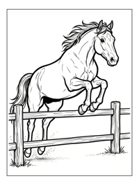 Quarter Horse Jumping Over Wooden Fence