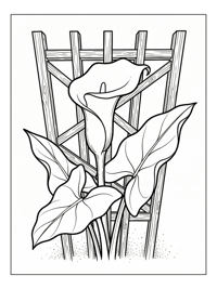 Calla Lily Growing With Garden Trellis