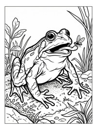 Wood Frog Catching Fly In Pond