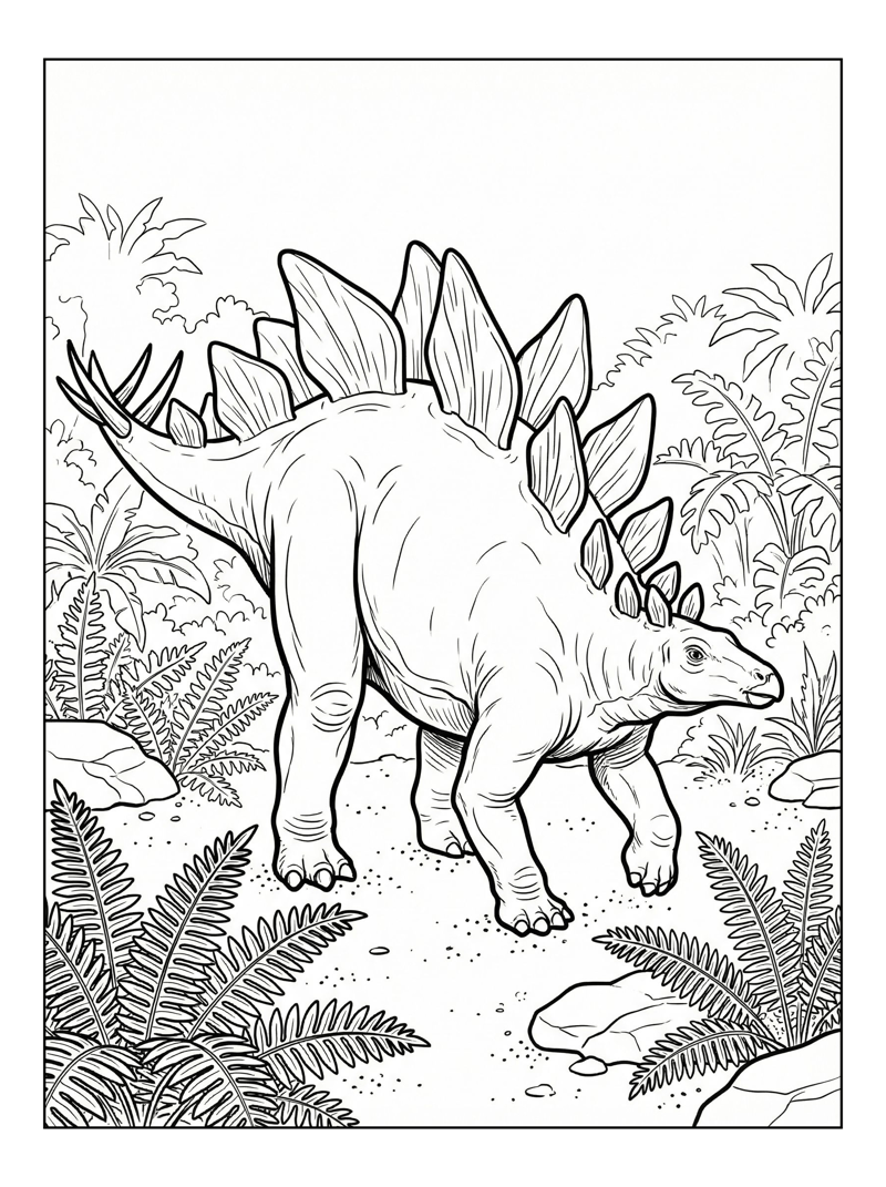 Stegosaurus Walking In Fern Valley