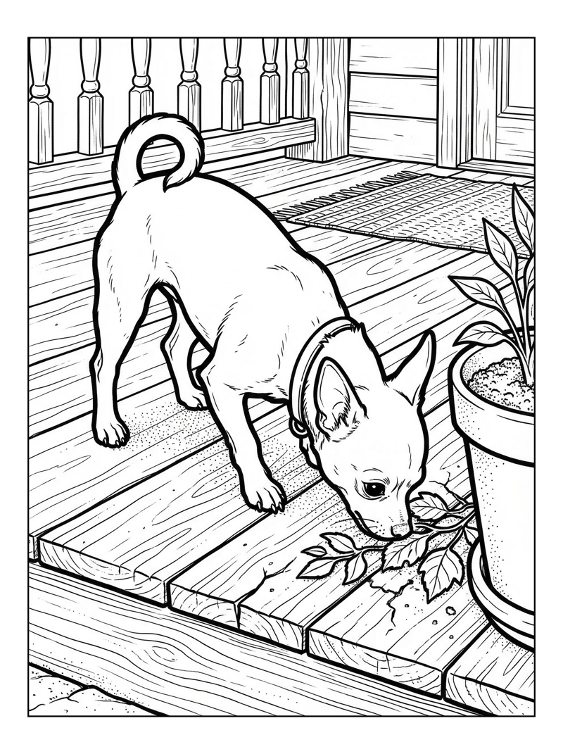 Chihuahua Sniffing On Front Porch