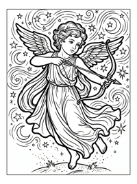 Roman Cupid Shooting Bow Starry Night