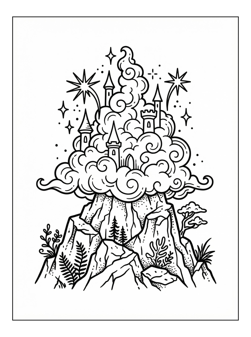 Cloud Castle On Mountain Peak