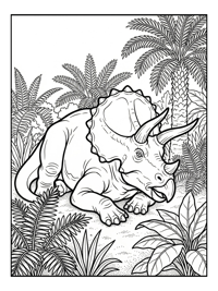Triceratops Resting In Prehistoric Jungle