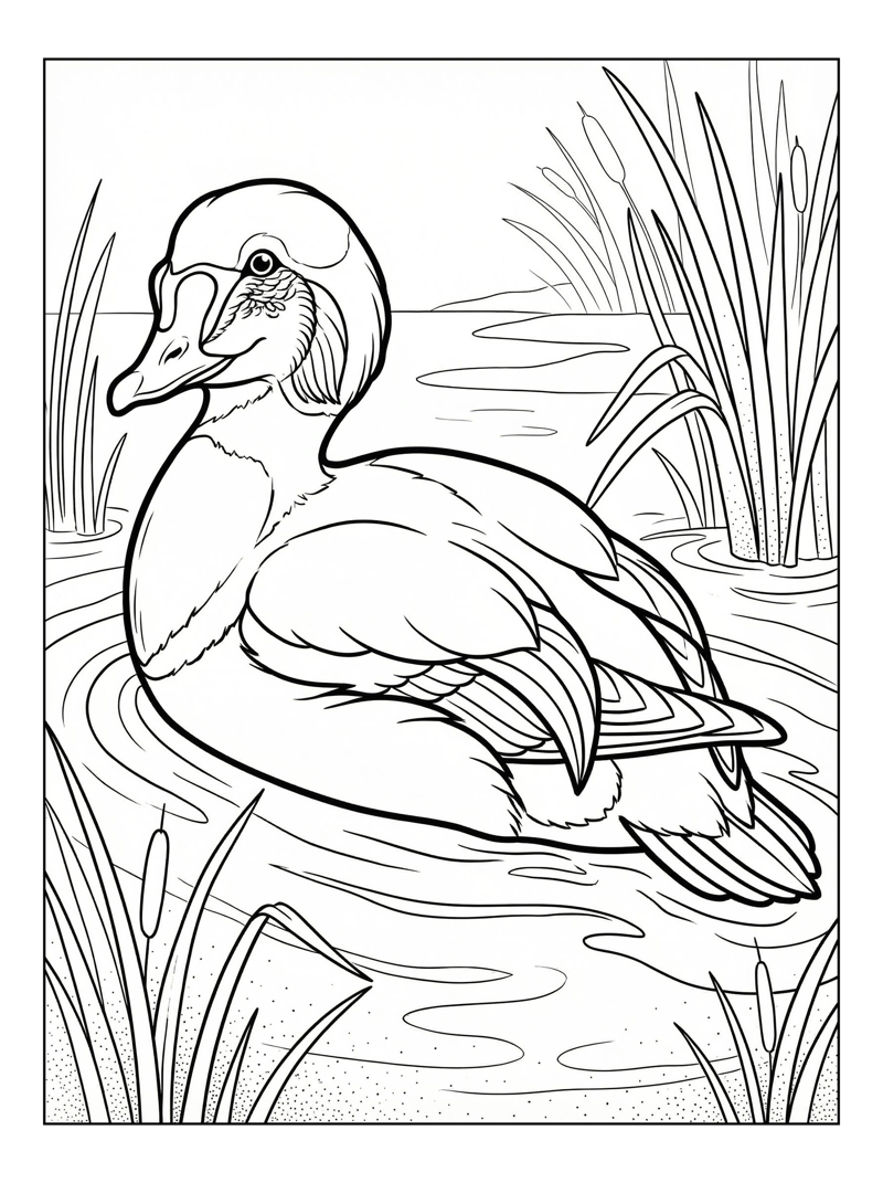 King Eider Duck Gliding In Pond