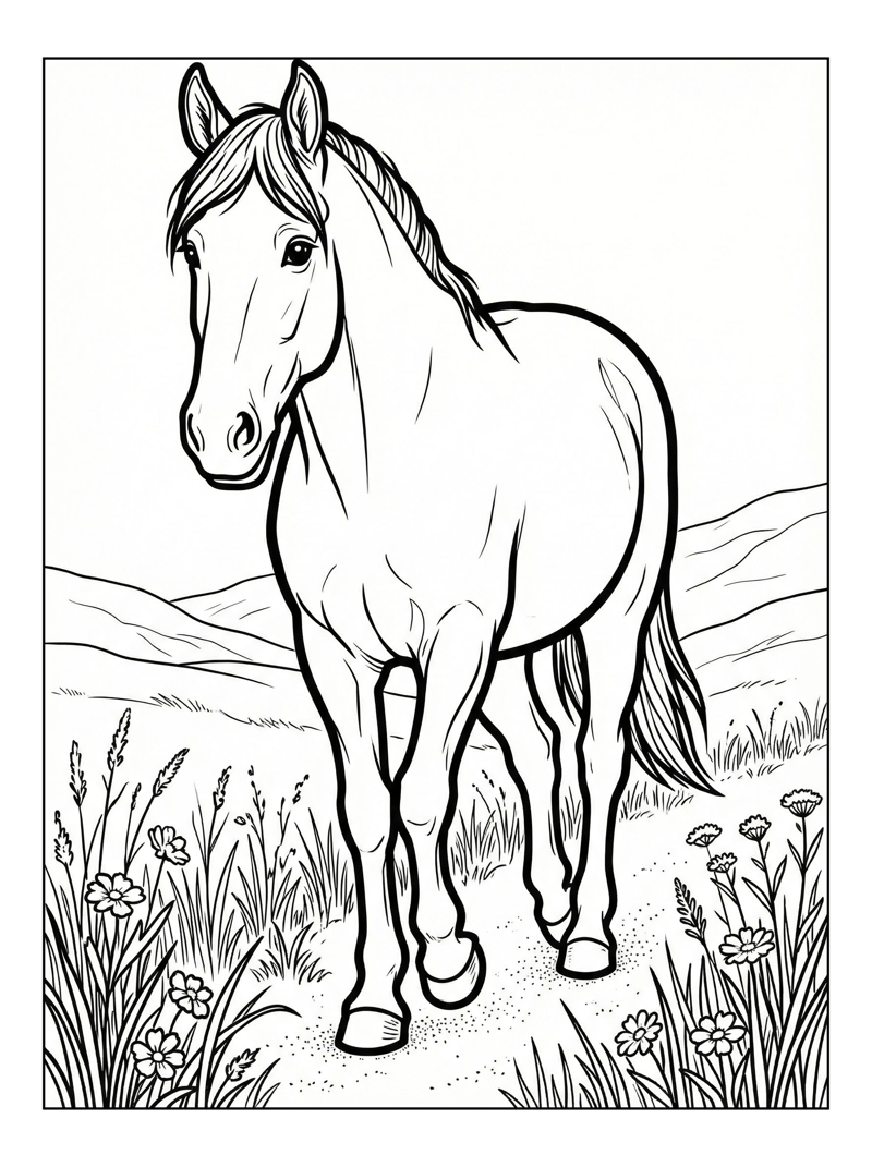 Clydesdale Horse Walking In Meadow