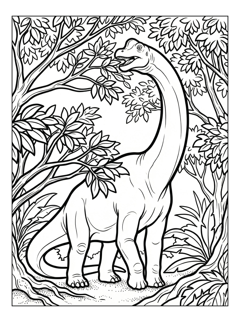 Curious Father Brachiosaurus Grazing Trees
