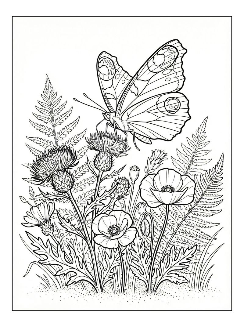 Peacock Butterfly Lands In Flower Garden