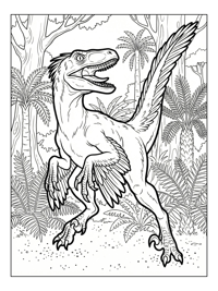 Velociraptor Hunting In Prehistoric Jungle