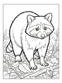 Baby Racoon Standing In Forest