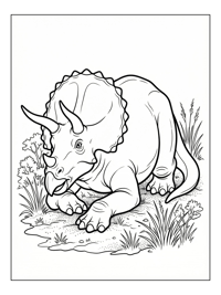 Triceratops Resting In Savannah
