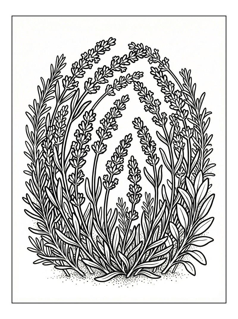Lavender Flowers Arching In Garden