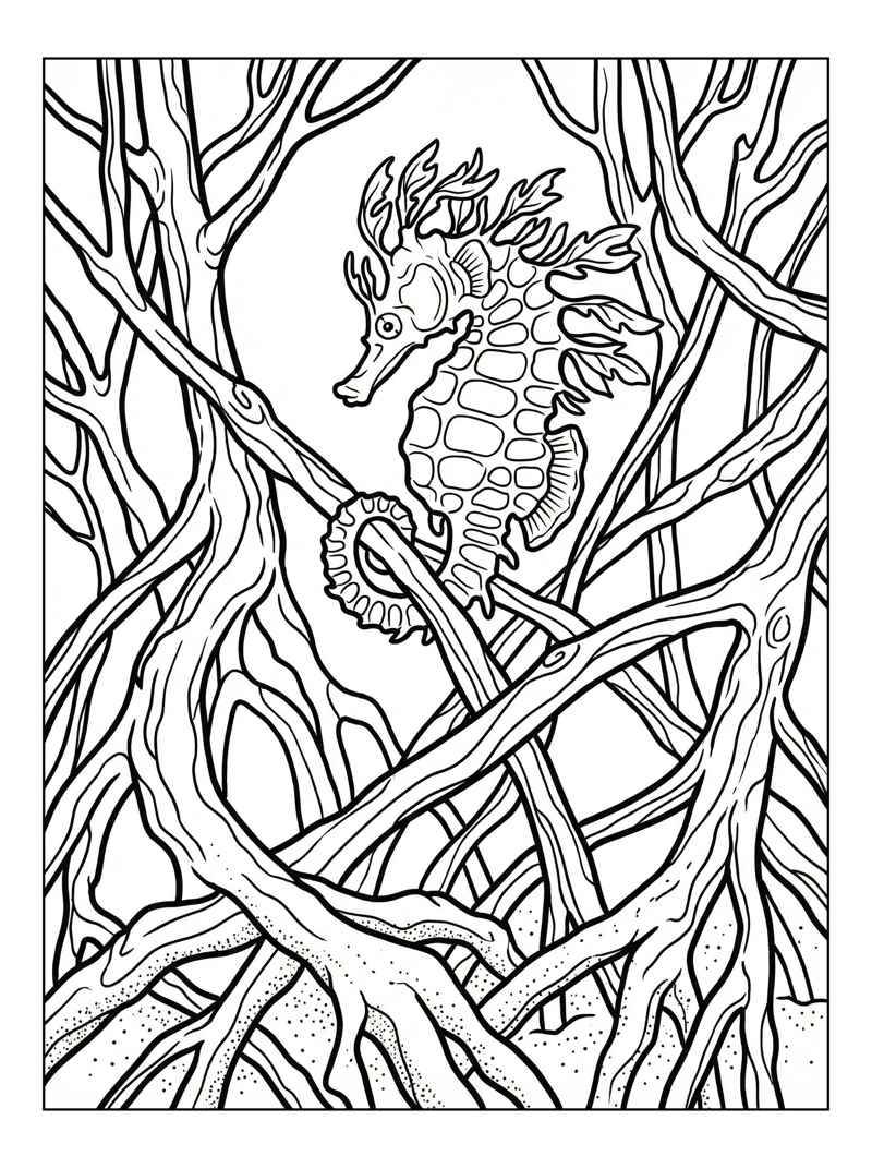 Seahorse Jumping Mangrove Roots