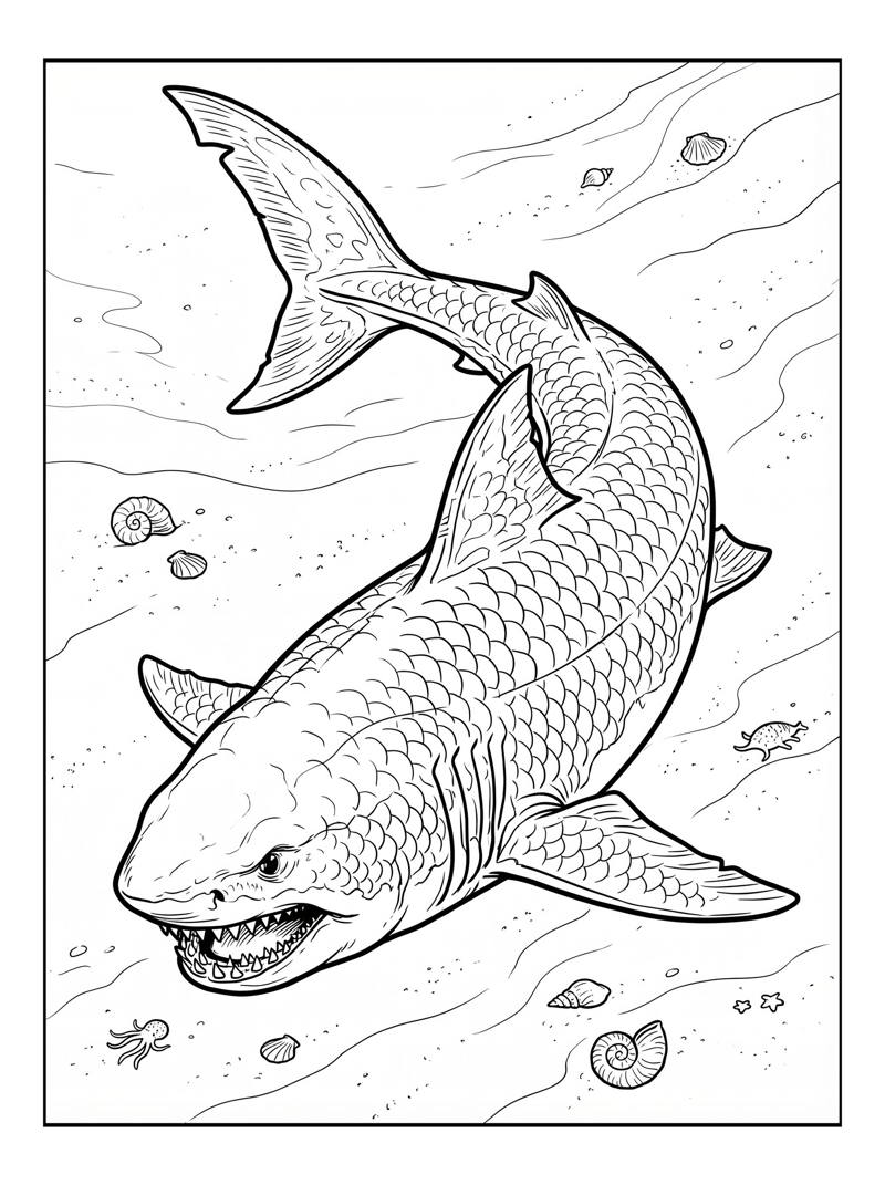 Protective Megalodon Patrolling Ocean Floor