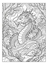 Wise Golden Dragon Swimming In Forest