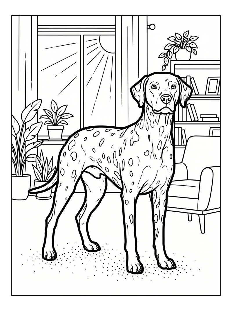 Dalmatian Standing In Sunny Living Room