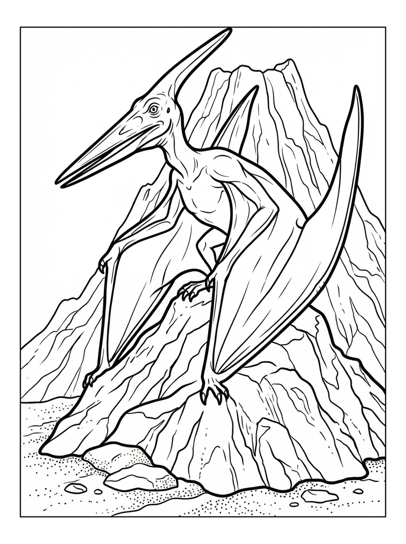 Pterodactyl Perching On Volcano