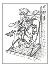 Knight Rides Galloping Horse Castle Drawbridge