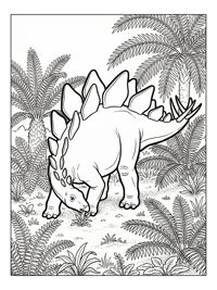 Stegosaurus Grazing In Lush Meadow