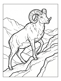 Bighorn Sheep Climbing Rolling Hills