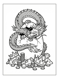 Dragon Hatching From Egg With Treasure