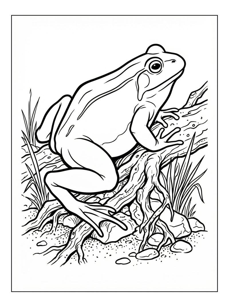 Bullfrog Resting On Muddy Riverbank