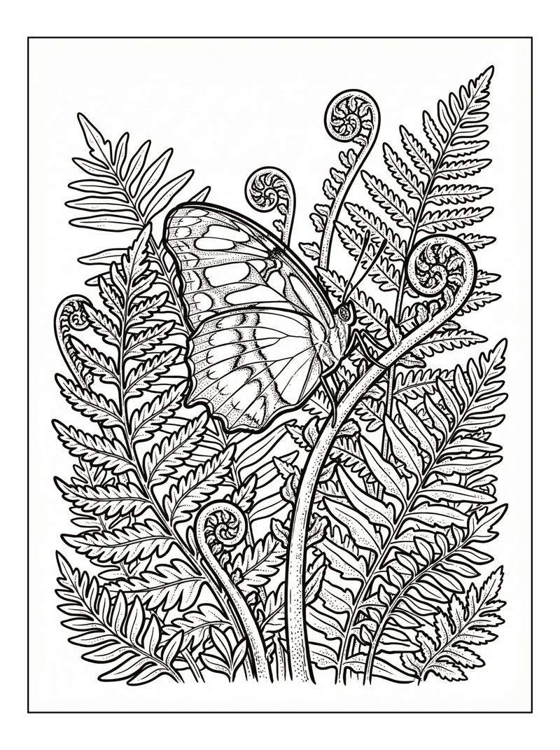 Malachite Butterfly Rests On Fern Stem