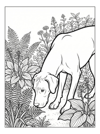 Great Dane Sniffing In Backyard Garden