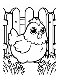 Chicken Standing In Tall Grass Fence