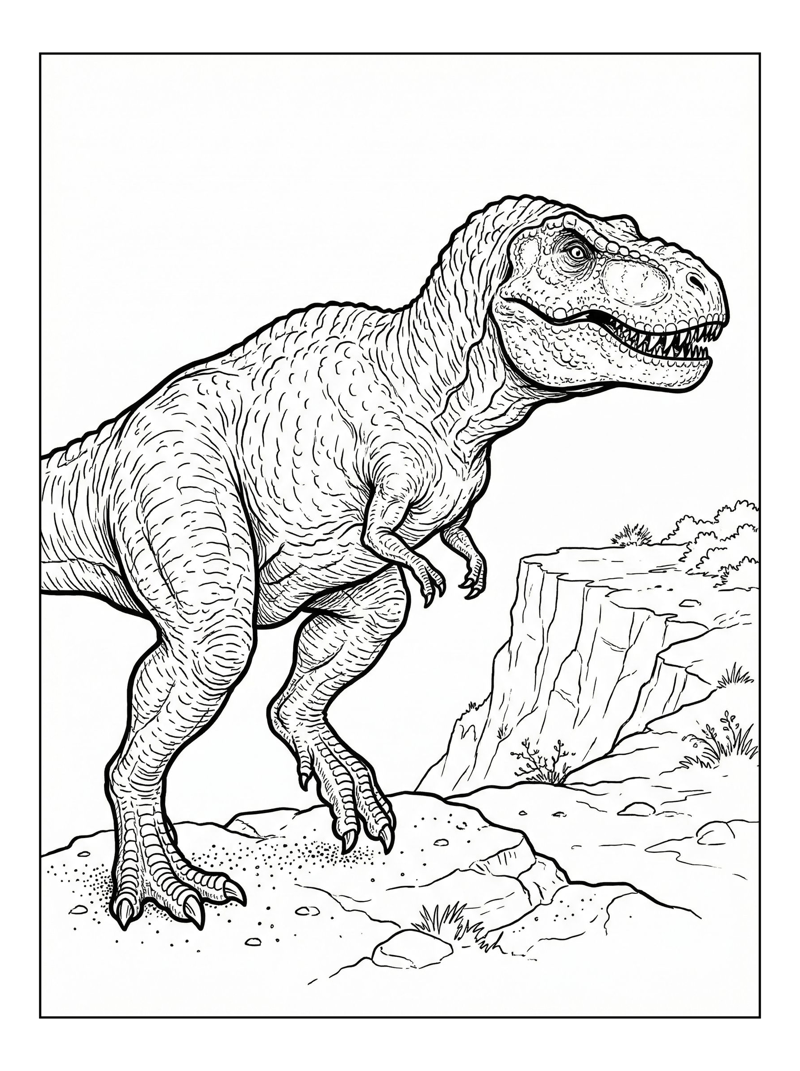 Tyrannosaurus Rex Walking Cliffside Overlook