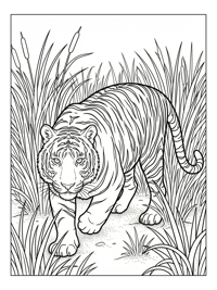 Malayan Tiger Strolling Tall Grass Savanna