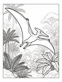 Baby Pterodactyl Gliding Jungle Scene