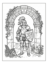 Knight With Sword Under Stone Archway